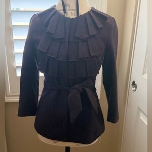 Ann Taylor LOFT Elegant Dusty Purple Ruffle Jacket